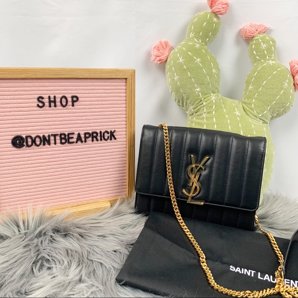 Saint Laurent Monogram Black Leather Shoulder Bag